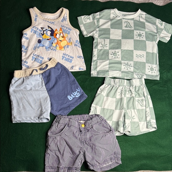 Lucy Other - 3T boys Bluey set, George checkered set H&M striped shorts